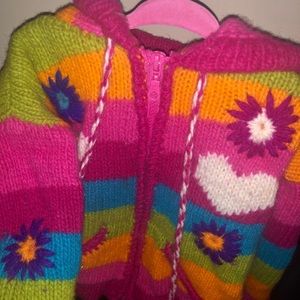 Wool & Cotton Hoodie Jacket Size 4 made in Ecuador